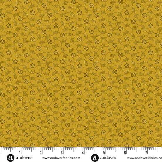 Little Gems by Andover Fabrics - Floral Dot in Grellow