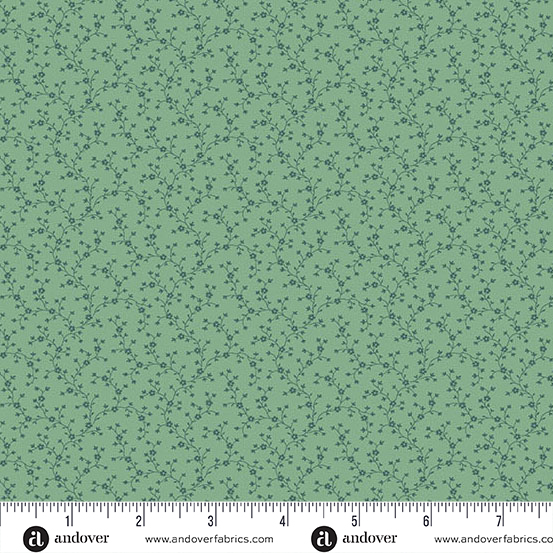 Little Gems by Andover Fabrics - Vine in Soft Teal