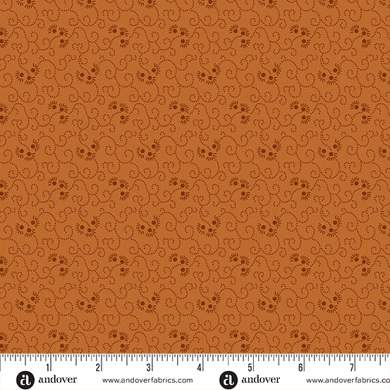Little Gems by Andover Fabrics - Swirly Floral in Burnt Orange