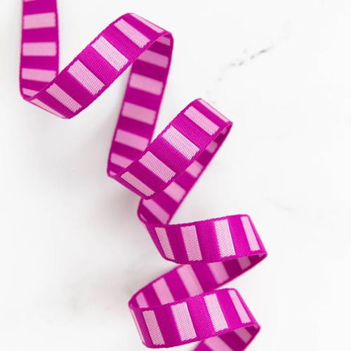 1" Webbing - Bold Stripe Berry/Peony