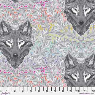 Graywork by Tula Pink - Wolf of Pink Street in Fog