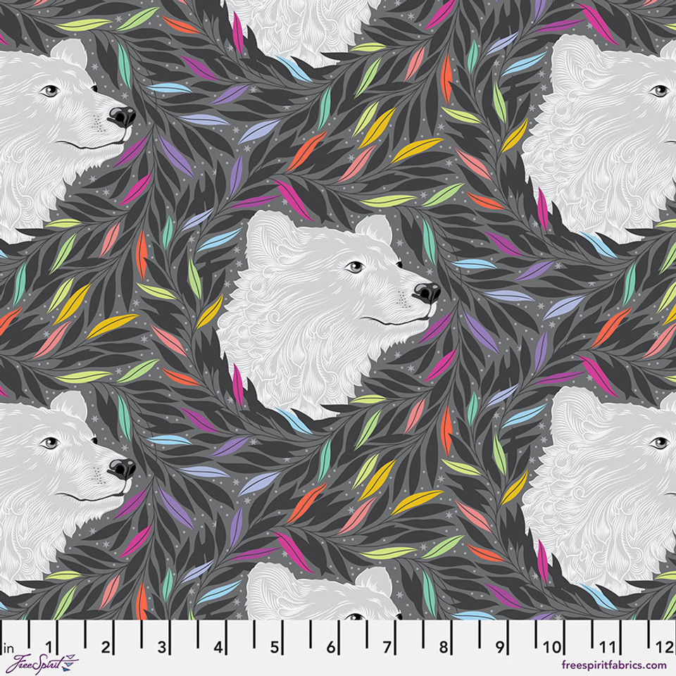 Graywork by Tula Pink - Just Bearly in Carbon