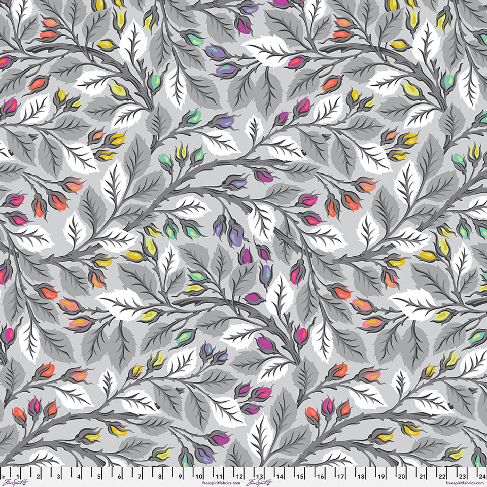 Graywork by Tula Pink - Best Buds 108" in Fog