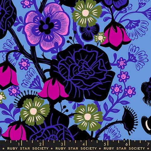 Hello Alice by Sarah Watts - Rabbit Hole Floral in Lindley Blue | Ruby Star Society