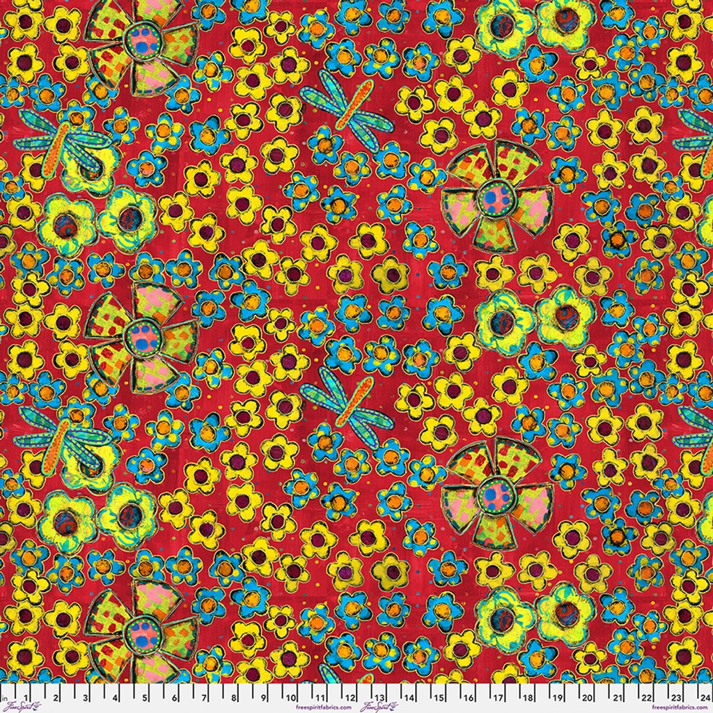 Dragonfly Dance by Sue Penn - Flower Field in Multi