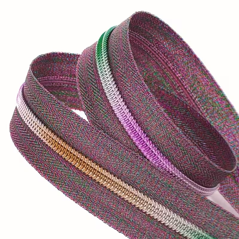 Size 5 Multi Color Zipper Tape - 2 Yards, 3 Pulls