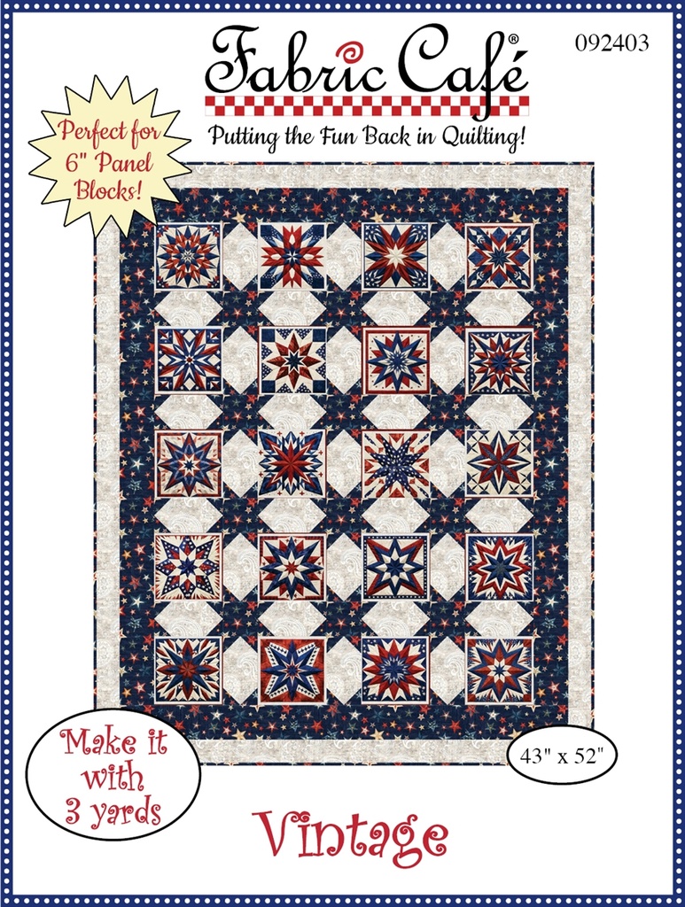 Paper Pattern -  Vintage 3 Yard Quilt by Fabric Cafe