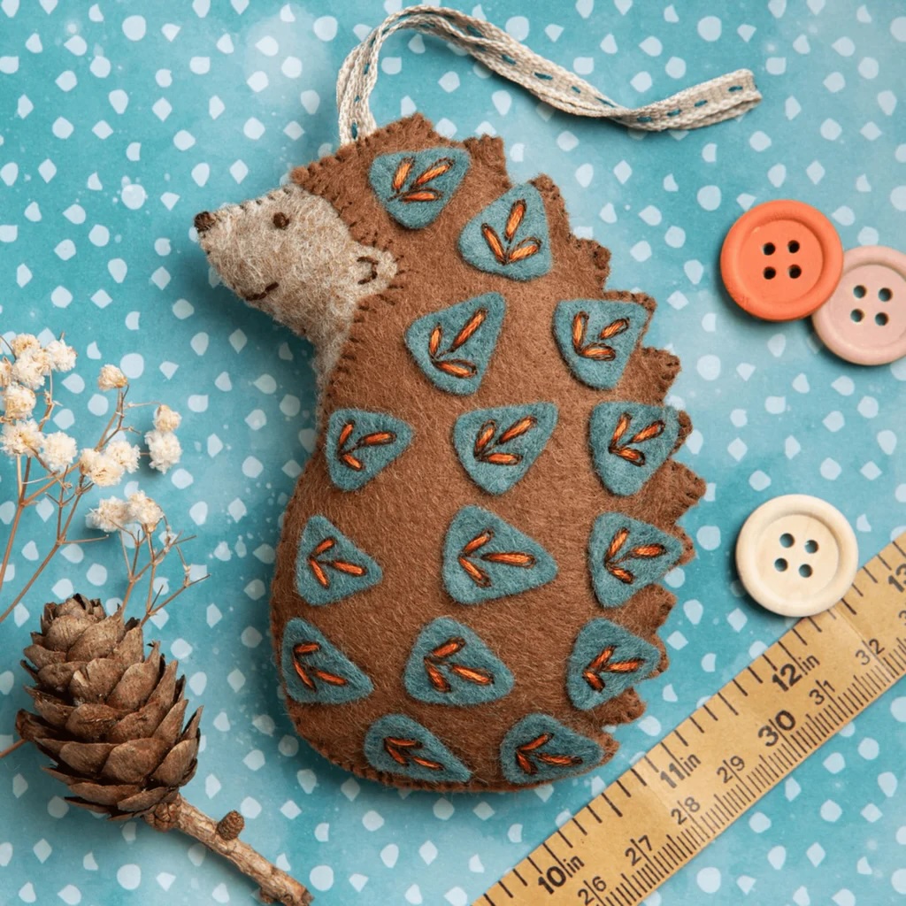 Wool Mix Felt Craft Kit - Folk Embroidered Hedgehog by Corinne Lapierre