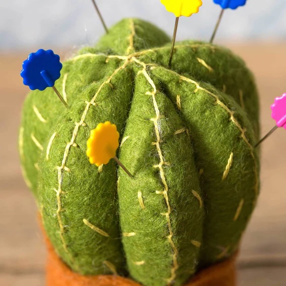 Wool Mix Felt Craft Kit - Embroidered Cactus Pincushion by Corinne Lapierre