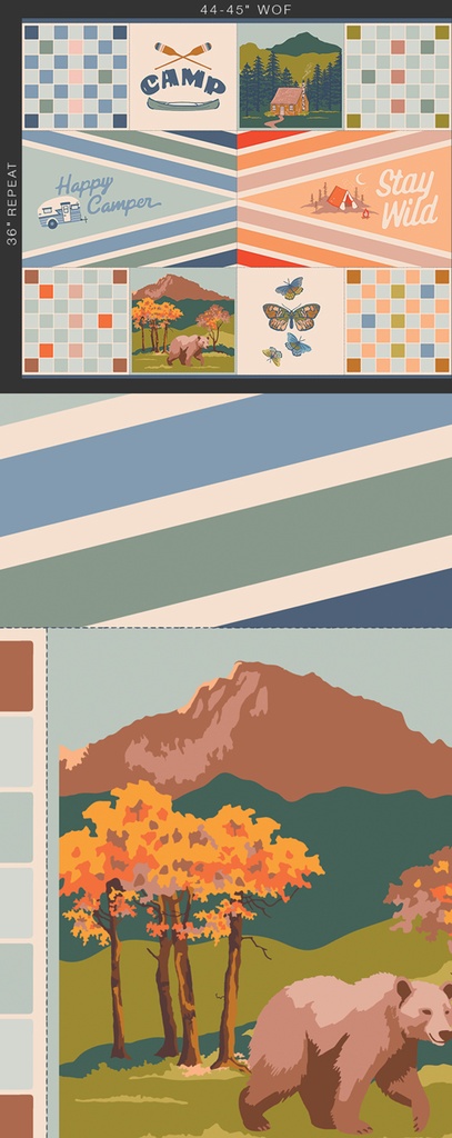 Happy Camper by Maureen Cracknell - Stay Wild Panel 36" x 44"