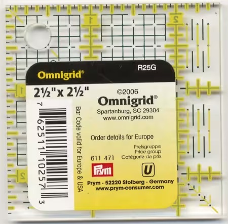 Omnigrid Ruler - 2 1/2" x 2 1/2" with 1/8" Grid
