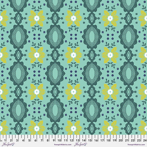 Folk Heart by Nathalie Lete for Conservatory Craft - Flocked Small in Aqua