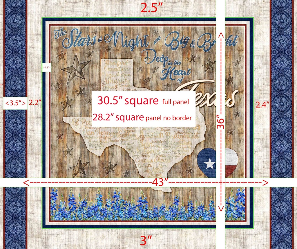 All Texas Shop Hop 2026 - Texas Map Panel 36" x 43"