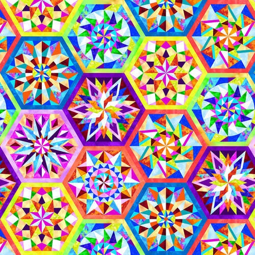 Geofetti II by Art Loft - Geo Hexies in Bright Multi
