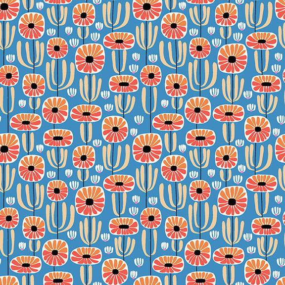 Cozy Cats by Kate Lower - Stem Flowers in Blue