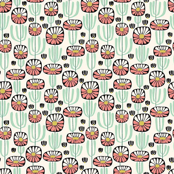 Cozy Cats by Kate Lower - Stem Flowers in Cream