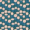 Cozy Cats by Kate Lower - Stem Flowers in Dark Teal