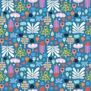 Cozy Cats by Kate Lower - Foliage in Dark Blue