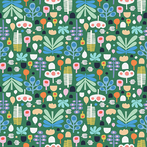 Cozy Cats by Kate Lower - Foliage in Green