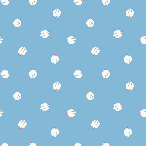 Cozy Cats by Kate Lower - Small Birds in Light Blue