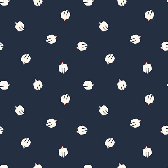Cozy Cats by Kate Lower - Small Birds in Navy