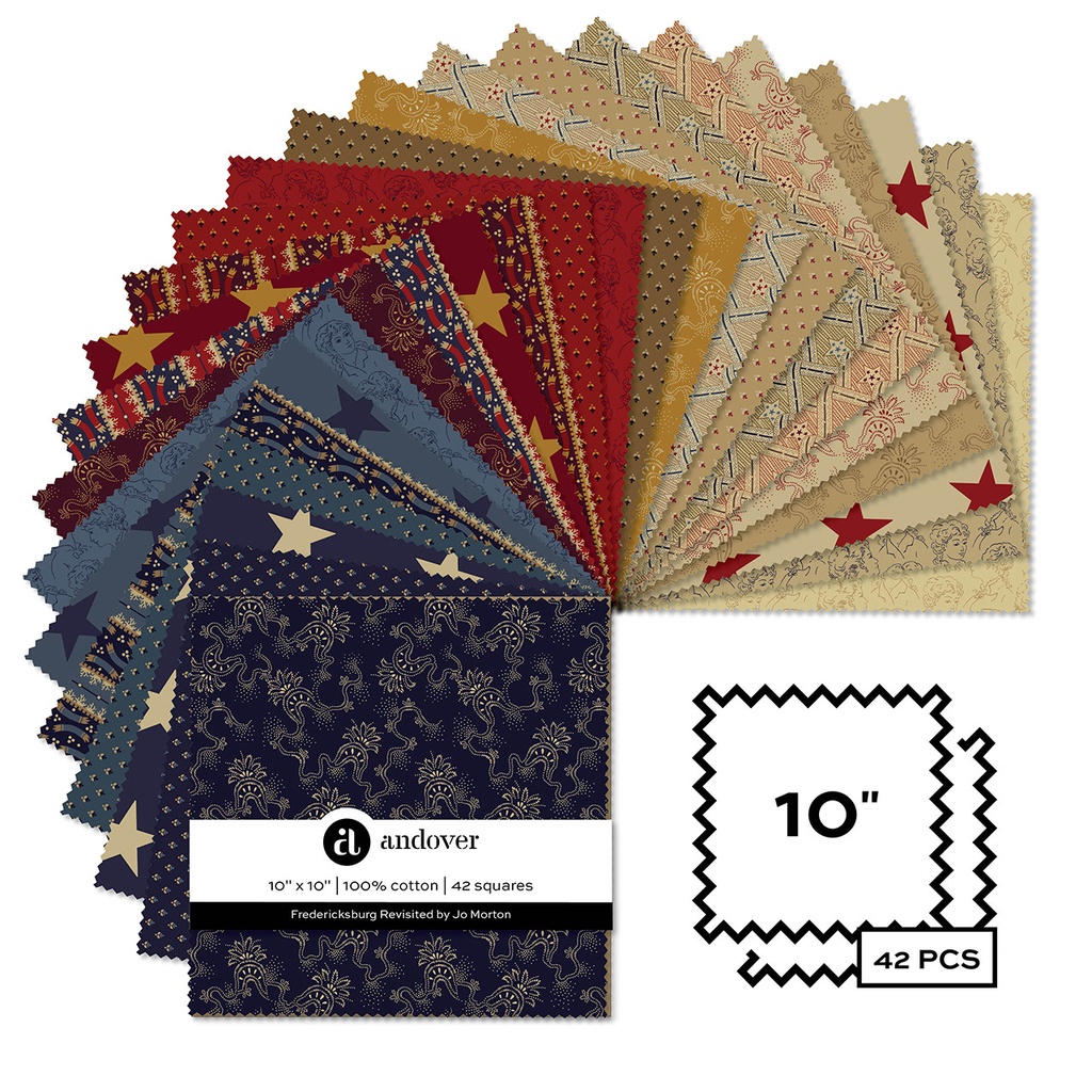 Fredericksburg Revisited by Jo Morton - 10 x 10 Squares, 42pcs