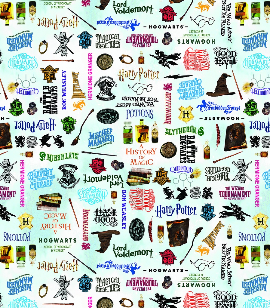 Harry Potter by Benartex - Words in Sky Blue