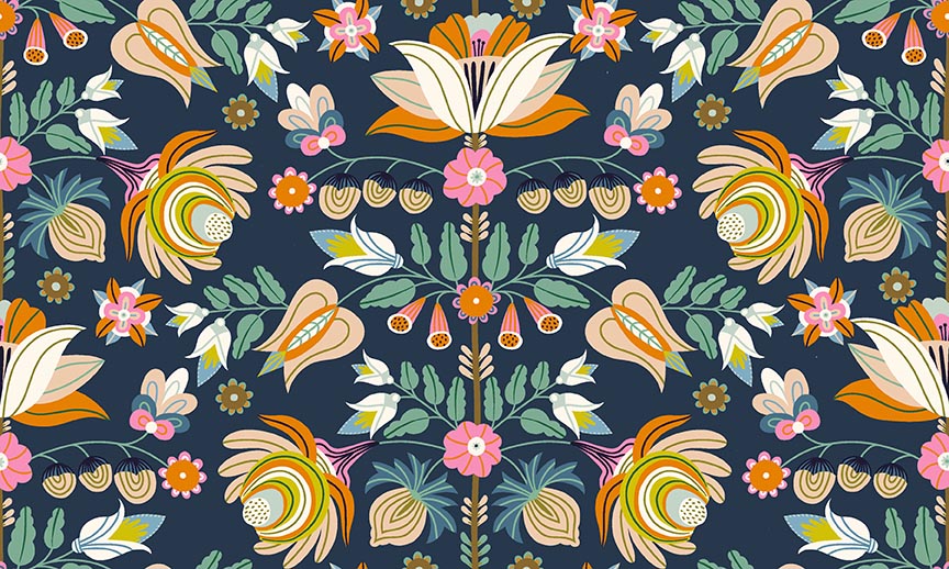 Serenade by Ink & Arrow - Folk Bouquet in Navy