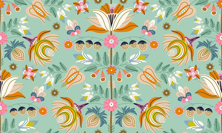 Serenade by Ink & Arrow - Folk Bouquet in Aqua