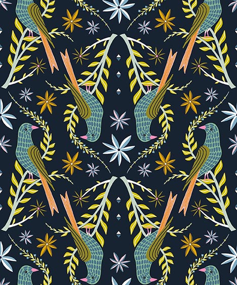 Serenade by Ink & Arrow - Perched Birds in Midnight