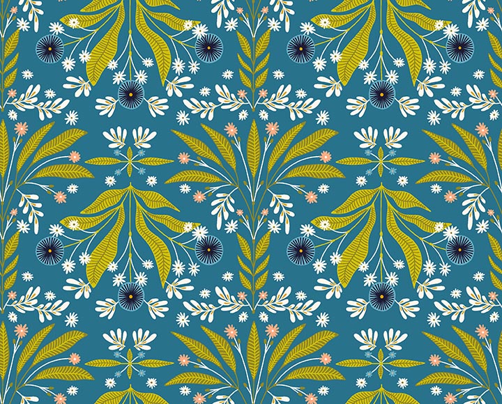 Serenade by Ink & Arrow - Floral Burst in Blue