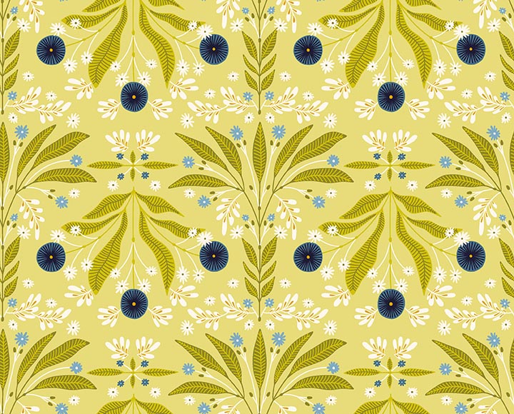 Serenade by Ink & Arrow - Floral Burst in Chartreuse