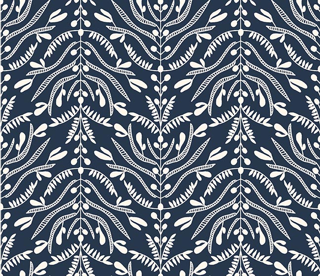 Serenade by Ink & Arrow - Damask Branches in Navy
