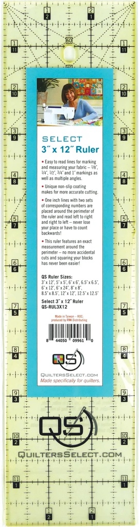 Quilters Select Non-Slip Ruler - 3" x 12"