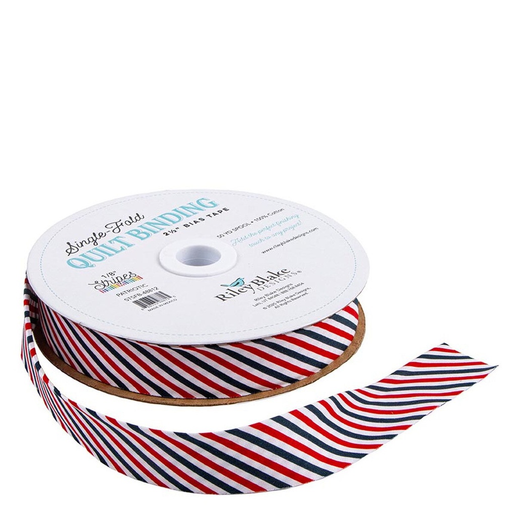 Single Fold Quilt Binding 2.5" By the Yard - Patriotic Stripe