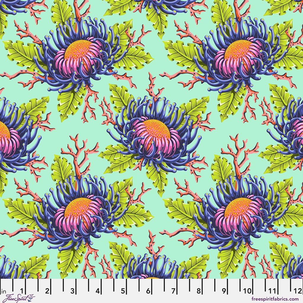 Floral Reef by Tula Pink - Friends & Anemones in Seafoam