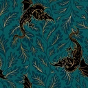 Fireglow by Sarah Watts - Dragon Lair Canvas in Turquoise