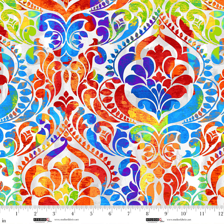 You Damask! by Chelsea DesignWorks - Wideback 118" Rainbow