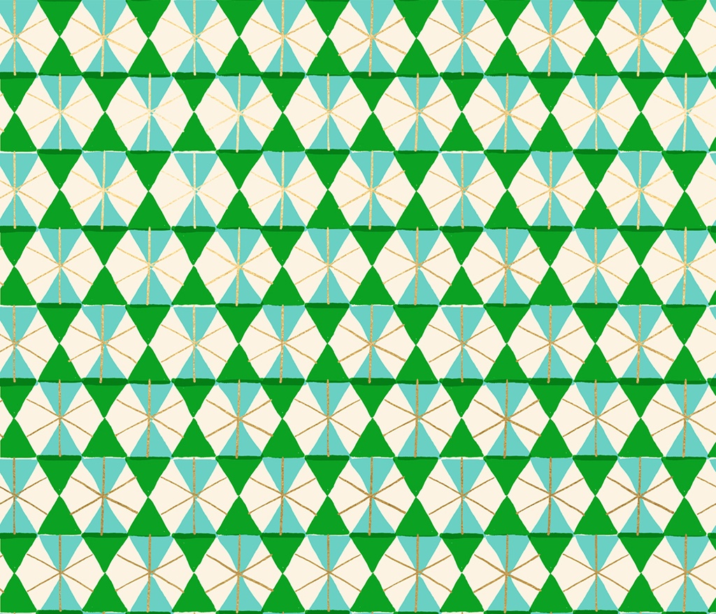 Merry Happy by Kimberly Kight - Happy Hexie in Metallic Verdant