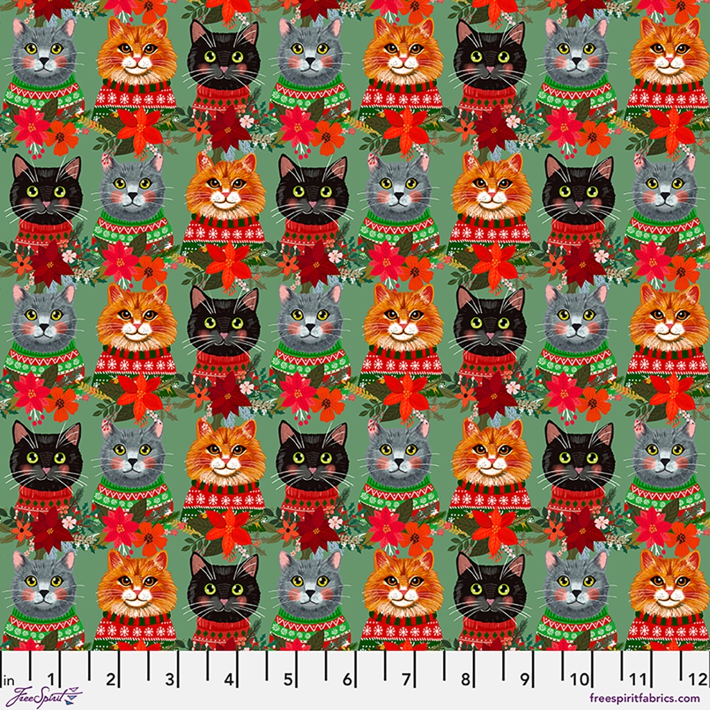 Christmas Pets by Mia Charro - Christmas Cats in Sage