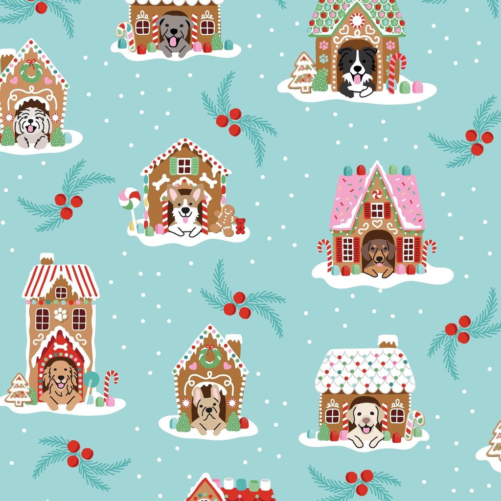 Winter Waggers by Devon Design Co - Gingerbread Dog Houses in Light Blue