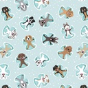 Winter Waggers by Devon Design Co - Dogs Making Snow Angels in Light Blue