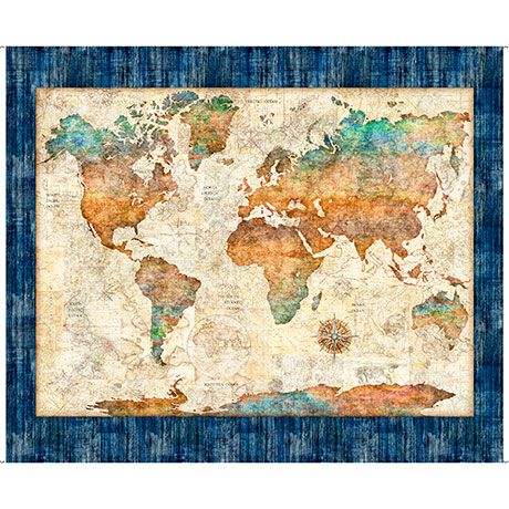 Nautical by Dan Morric - World Map Panel 36"