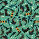 Witchy Wicked by Rose Halsey - Witch Boots and Moons in Turquoise