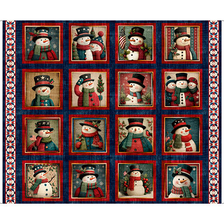 All American Snowman by Morris Creative Group - American Snowman Picture Patch 36" Panel