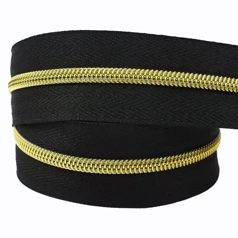 Zipper by the Yard Solid w/ Gold Teeth - 2 Yards