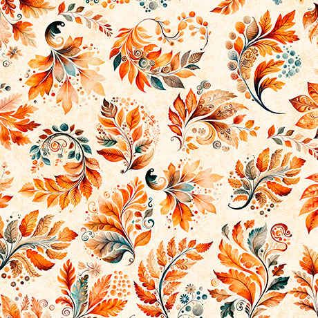 Harvest Hollow by Morris Creative Group - Fall Leaves in Cream