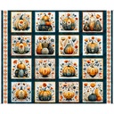 Harvest Hollow by Morris Creative Group - Decorative Pumpkin Picture Panel in Teal 36"