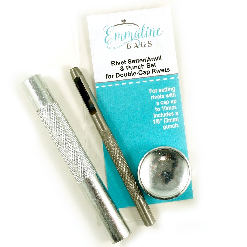 Rivet Setter/Anvil & Punch Set for Double Cap Rivets