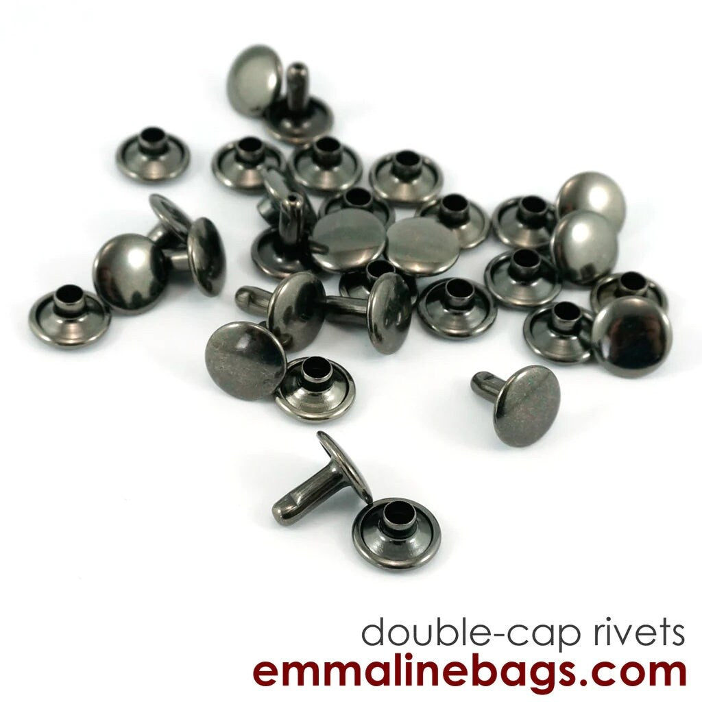 Double Cap Rivets - Medium (9mm Cap x 8mm Post) 50 Pack